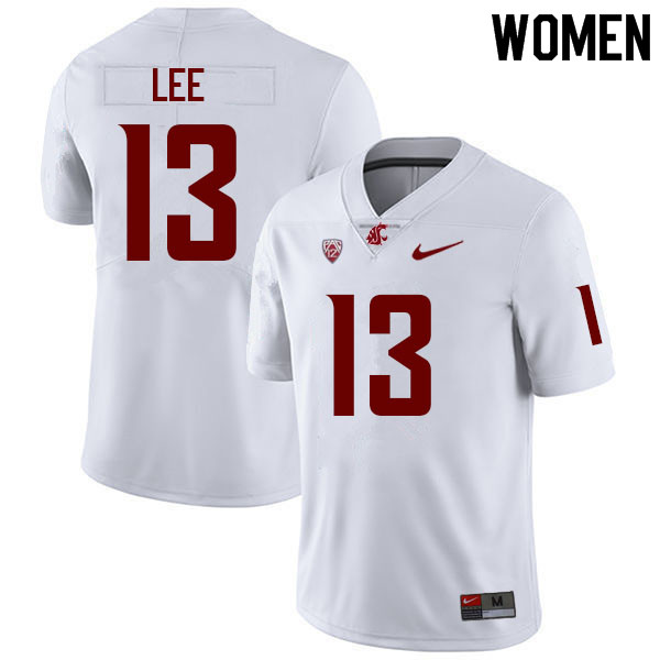 Women #13 Jordan Lee Washington State Cougars College Football Jerseys Sale-White - Click Image to Close
